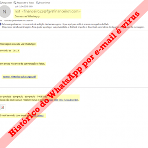 Histórico do WhatsApp: Vírus por E-mail