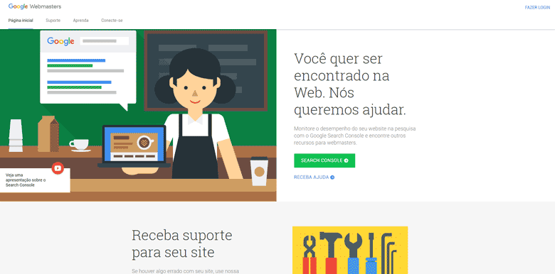 Como anunciar no Google Gratuitamente – Tela Inicial – Google Webmasters