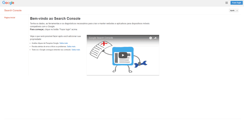 Como anunciar no Google Gratuitamente – Tela Inicial – Tela de Login – Google Webmasters